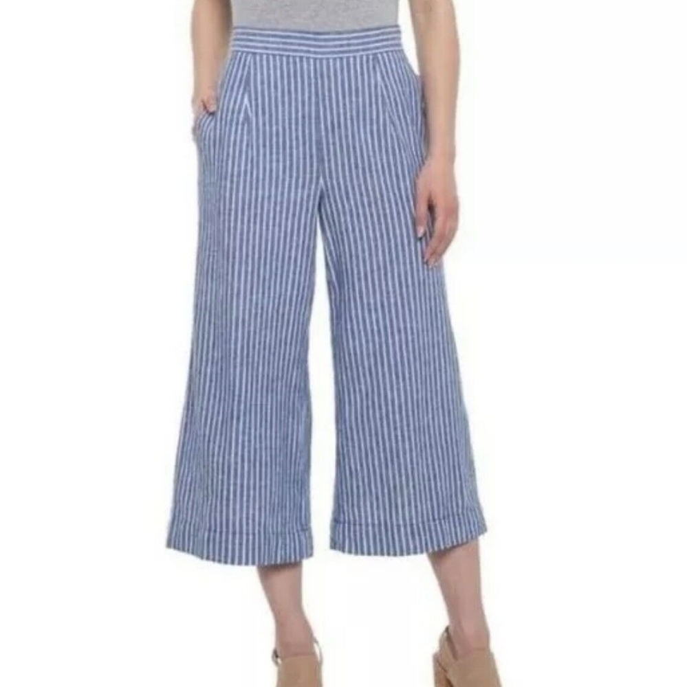 beachlunchlounge Bennett Linen Blend Cropped Pants with Pockets